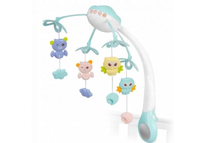 Carusel muzical pentru patut cu proiector sunete si jucarii Ricokids RK-813 - Albastru