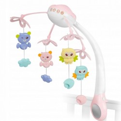 Carusel muzical pentru patut cu proiector sunete si jucarii Ricokids RK-813 - Roz