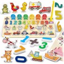 Tabla educativa din lemn cu cifre animale si vehicule Ricokids 781400