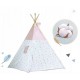 Cort de joaca pentru copii cu ghirlanda si lumini Ricokids 120 x 120 x 165 cm - Roz - Resigilat (ambalaj deteriorat)