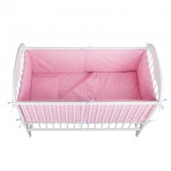 BabyNeeds - Lenjerie patut 5 piese Cu doua protectii laterale Pernuta Plapumioara Cearceaf Din bumbac Pentru patut 120x60 cm Roz