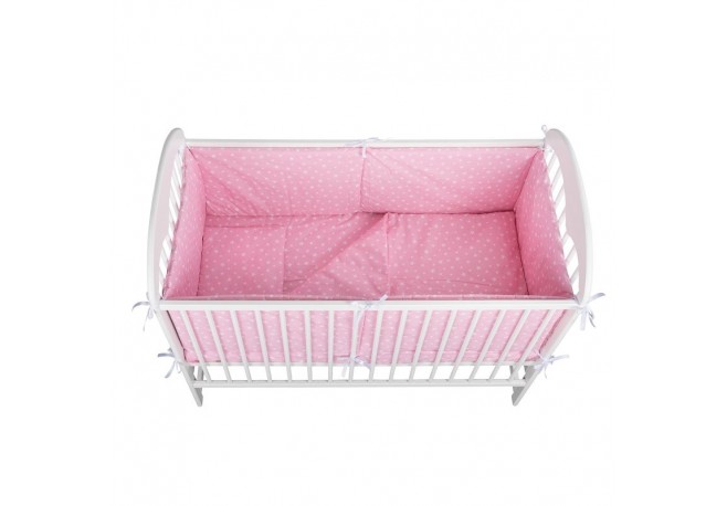 BabyNeeds - Lenjerie patut 5 piese Cu doua protectii laterale Pernuta Plapumioara Cearceaf Din bumbac Pentru patut 120x60 cm Roz