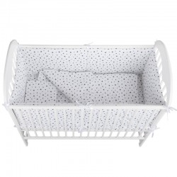 BabyNeeds - Lenjerie patut 5 piese Cu doua protectii laterale Pernuta Plapumioara Cearceaf Din bumbac Pentru patut 120x60 cm Alb