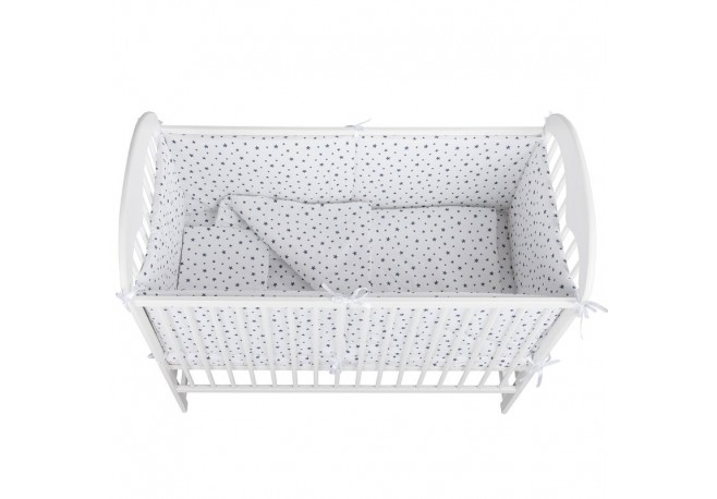 BabyNeeds - Lenjerie patut 5 piese Cu doua protectii laterale Pernuta Plapumioara Cearceaf Din bumbac Pentru patut 120x60 cm Alb