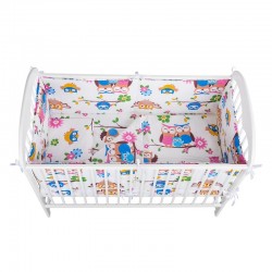 BabyNeeds - Lenjerie patut 5 piese Cu doua protectii laterale Pernuta Plapumioara Cearceaf Din bumbac Pentru patut 120x60 cm Buf