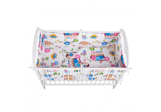 BabyNeeds - Lenjerie patut 5 piese Cu doua protectii laterale Pernuta Plapumioara Cearceaf Din bumbac Pentru patut 120x60 cm Buf
