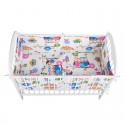 BabyNeeds - Lenjerie patut 5 piese Cu doua protectii laterale Pernuta Plapumioara Cearceaf Din bumbac Pentru patut 120x60 cm Buf