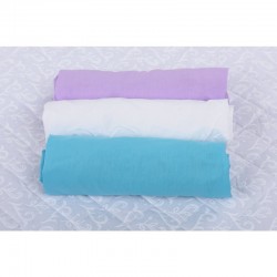 BabyNeeds - Set 3 cearceafuri cu elastic 120x60 cm Lila+Alb+Bleu