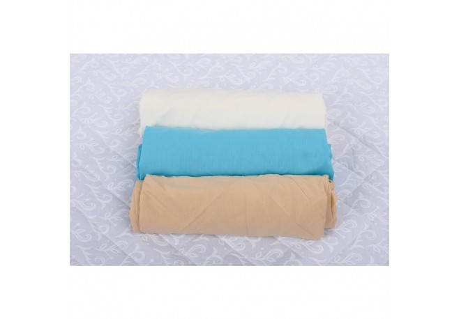 BabyNeeds - Set 3 cearceafuri cu elastic 120x60 cm Alb+Bleu+Cappuccino