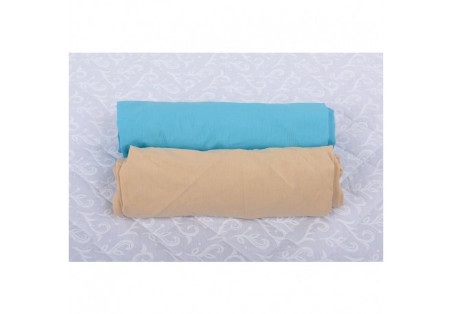 BabyNeeds - Set 2 cearceafuri cu elastic 120x60 cm Bleu+Cappuccino
