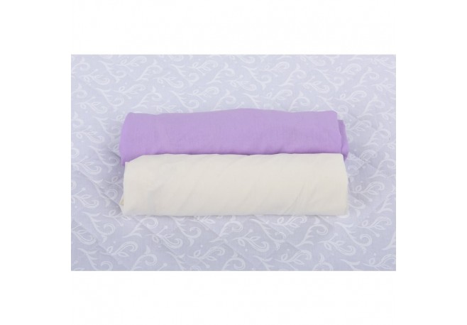 BabyNeeds - Set 2 cearceafuri cu elastic 120x60 cm Lila+Crem