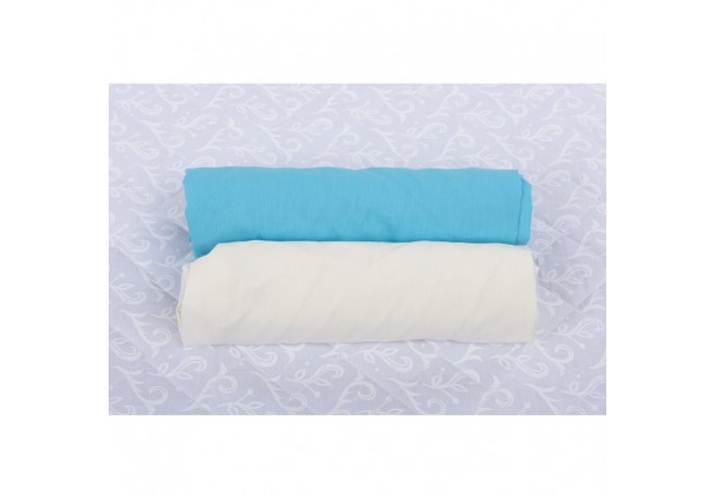 BabyNeeds - Set 2 cearceafuri cu elastic 120x60 cm Bleu+Crem