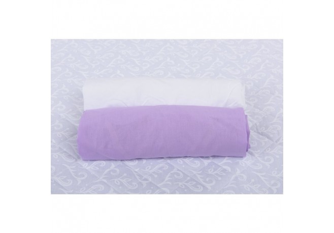 BabyNeeds - Set 2 cearceafuri cu elastic 140x70 cm Alb+Lila