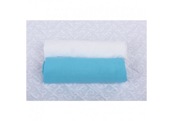 BabyNeeds - Set 2 cearceafuri cu elastic 140x70 cm Alb+Bleu