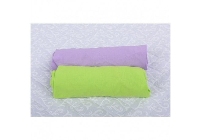 BabyNeeds - Set 2 cearceafuri cu elastic 140x70 cm Lila+Verde