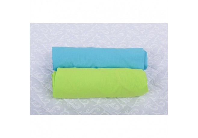 BabyNeeds - Set 2 cearceafuri cu elastic 140x70 cm Bleu+Verde