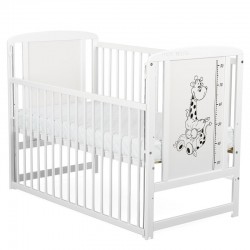 BabyNeeds - Patut din lemn Timmi Girafa 120x60 cm Cu laterala culisanta Din lemn de pin si mdf Stabil si rezistent Inaltime salt