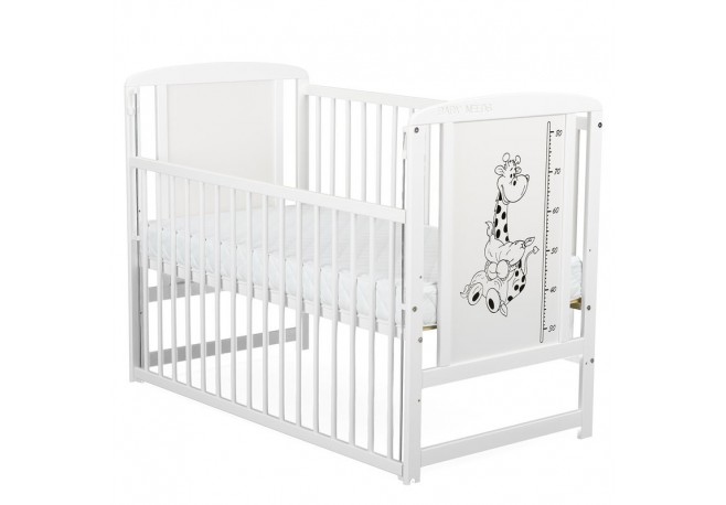 BabyNeeds - Patut din lemn Timmi Girafa 120x60 cm Cu laterala culisanta Din lemn de pin si mdf Stabil si rezistent Inaltime salt