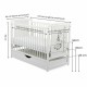 BabyNeeds - Patut din lemn Timmi Girafa 120x60 cm Cu sertar cu capac Din lemn de pin si mdf Stabil si rezistent Inaltime saltea 