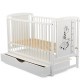 BabyNeeds - Patut din lemn Timmi Girafa 120x60 cm Cu sertar cu capac Din lemn de pin si mdf Stabil si rezistent Inaltime saltea 