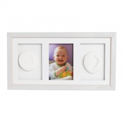 Baby HandPrint - Kit mulaj cu dubla amprenta Double Memory Frame Cu rama foto 10x15 cm Non-toxic Conform cu standardul european 