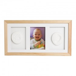 Baby HandPrint - Kit mulaj cu dubla amprenta Double Memory Frame Cu rama foto 10x15 cm Non-toxic Conform cu standardul european 