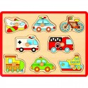 Joueco - Puzzle din lemn 30 x 27 cm 18 luni+ 8 piese Mijloace de transport