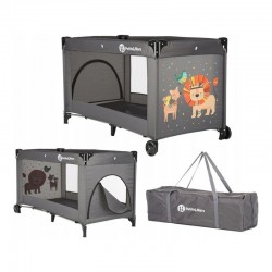 Petite&Mars - Patut pliant cu un nivel Cu intrare laterala cu fermoar 2 roti 120x60 cm Conform cu standardele europene de securi