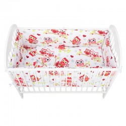 BabyNeeds - Lenjerie patut 5 piese Cu doua protectii laterale Pernuta Plapumioara Cearceaf Din bumbac Pentru patut 120x60 cm Buf