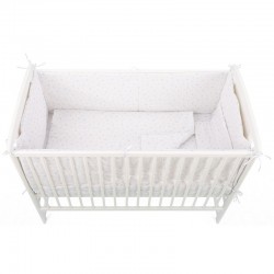 BabyNeeds - Lenjerie patut 5 piese Cu doua protectii laterale Pernuta Plapumioara Cearceaf Din bumbac Pentru patut 120x60 cm Alb
