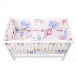BabyNeeds - Lenjerie patut 5 piese Cu doua protectii laterale Pernuta Plapumioara Cearceaf Din bumbac Pentru patut 120x60 cm Ele