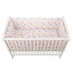 BabyNeeds - Lenjerie patut 5 piese Cu doua protectii laterale Pernuta Plapumioara Cearceaf Din bumbac Pentru patut 120x60 cm Flu