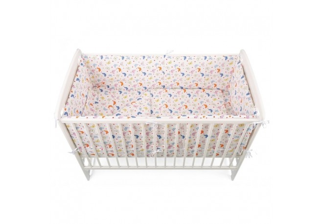 BabyNeeds - Lenjerie patut 5 piese Cu doua protectii laterale Pernuta Plapumioara Cearceaf Din bumbac Pentru patut 120x60 cm Flu