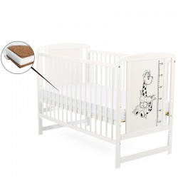 BabyNeeds - Patut din lemn Timmi Girafa 120x60 cm Din lemn de pin si mdf Stabil si rezistent Inaltime saltea reglabila pe 3 nive