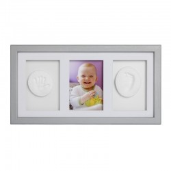 Baby HandPrint - Kit mulaj cu dubla amprenta Double Memory Frame Cu rama foto 10x15 cm Non-toxic Conform cu standardul european 