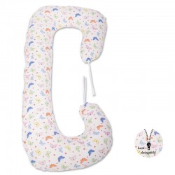 BabyNeeds - Perna 3 in 1 pentru gravide si bebelusi Soft Plus Cu husa detasabila din bumbac Fluturasi Multicolor
