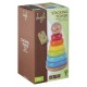 Joueco - Jucarie educativa piramida din lemn certificat FSC Curcubeu 20x10.5cm  12 luni+ 8 piese Multicolor