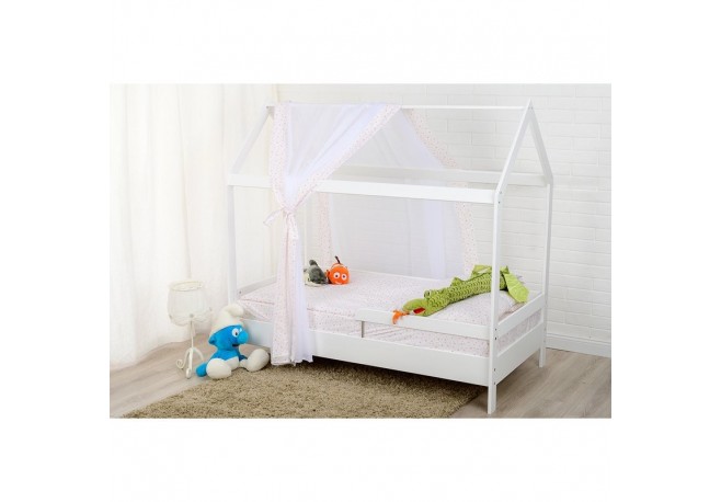 BabyNeeds - Patut din lemn Casuta 160x80 cm Alb
