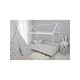 BabyNeeds - Patut din lemn Casuta 160x80 cm Alb