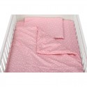 BabyNeeds - Lenjerie patut 3 piese Cu pernuta Plapumioara Cearceaf Din bumbac Pentru patut 140x70 cm Roz cu stelute albe