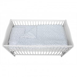 Babyneeds - Lenjerie patut 3 piese Cu pernuta Plapumioara Cearceaf Din bumbac Pentru patut 140x70 cm Alb cu stelute albastre