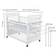 BabyNeeds - Patut din lemn Jas 120x60 cm cu laterala culisanta si roti EN716-1 EN716-2 Alb + Saltea 8 cm