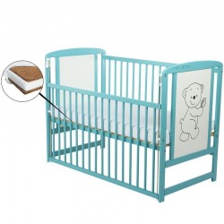 BabyNeeds - Patut din lemn Timmi 120x60 cm Cu laterala culisanta Din lemn de pin si mdf Stabil si rezistent Inaltime saltea regl