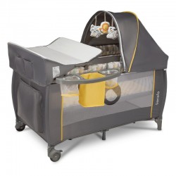 Lionelo - Patut pliant cu doua nivele Sven Plus 120x60 cm arcada jucarii masuta de infasat vibratii melodii conform cu standarde