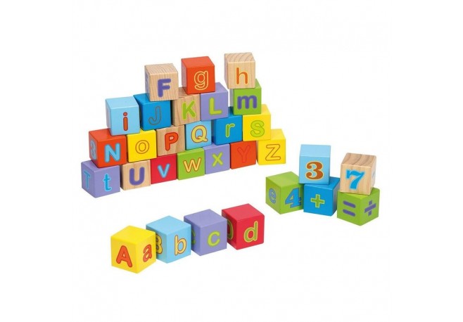 Joueco - Cuburi din lemn certificat FSC Alfabetul 12 luni+ 30 piese Multicolor