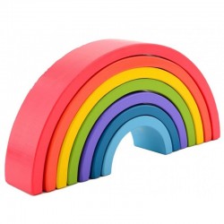 Joueco - Jucarie pentru stivuire din lemn certificat FSC Curcubeu 27x13.5 cm 12 luni+ 7 piese Multicolor