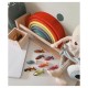 Joueco - Jucarie pentru stivuire din lemn certificat FSC Curcubeu 27x13.5 cm 12 luni+ 7 piese Multicolor