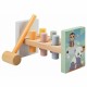 Joueco - Banc de lucru cu ciocanel Familia Wildies Din lemn certificat FSC 26x12 cm 12 luni+ 10 piese Multicolor