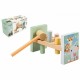 Joueco - Banc de lucru cu ciocanel Familia Wildies Din lemn certificat FSC 26x12 cm 12 luni+ 10 piese Multicolor