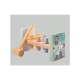 Joueco - Banc de lucru cu ciocanel Familia Wildies Din lemn certificat FSC 26x12 cm 12 luni+ 10 piese Multicolor